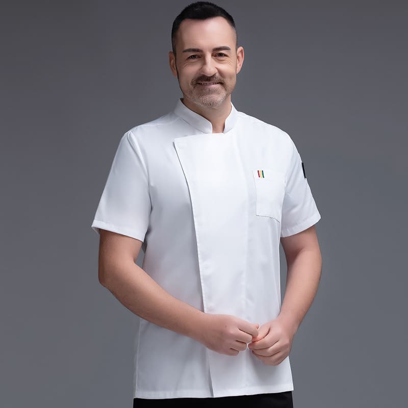 Veste de restaurant-pizzeria et cafétéria à manches courtes. Veste de cuisine pour hommes et femmes – Image 2