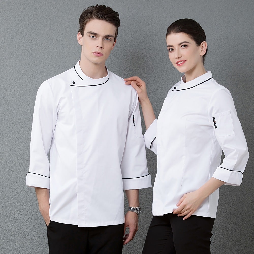 Veste de boucherie-charcuterie et restaurant à manches longues. Veste de cuisine pour hommes et femmes