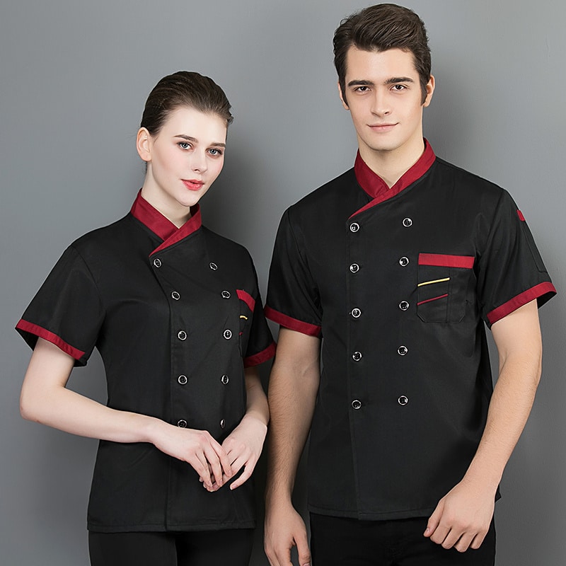 Veste de restaurant-pizzeria et cafétéria à manches courtes. Veste de cuisine pour hommes et femmes – Image 2