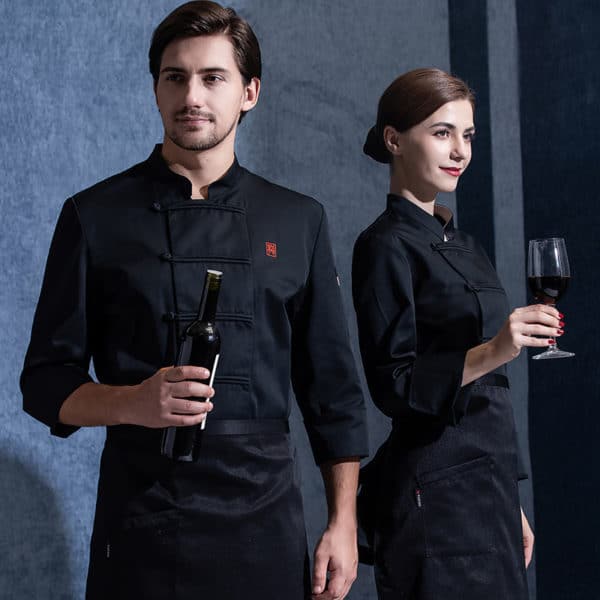 Veste de restaurant et cafétéria à manches longues. Veste de cuisine pour hommes et femmes – Image 6