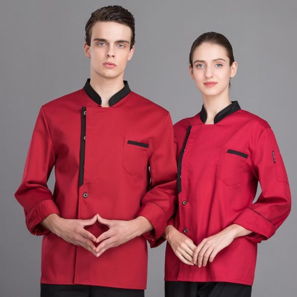 Veste de boucherie-charcuterie et restaurant à manches longues. Veste de cuisine pour hommes et femmes – Image 2