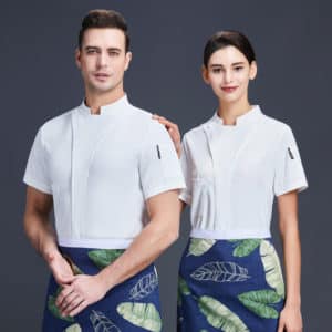 Veste de restaurant-pizzeria et cafétéria à manches courtes. Veste de cuisine pour hommes et femmes
