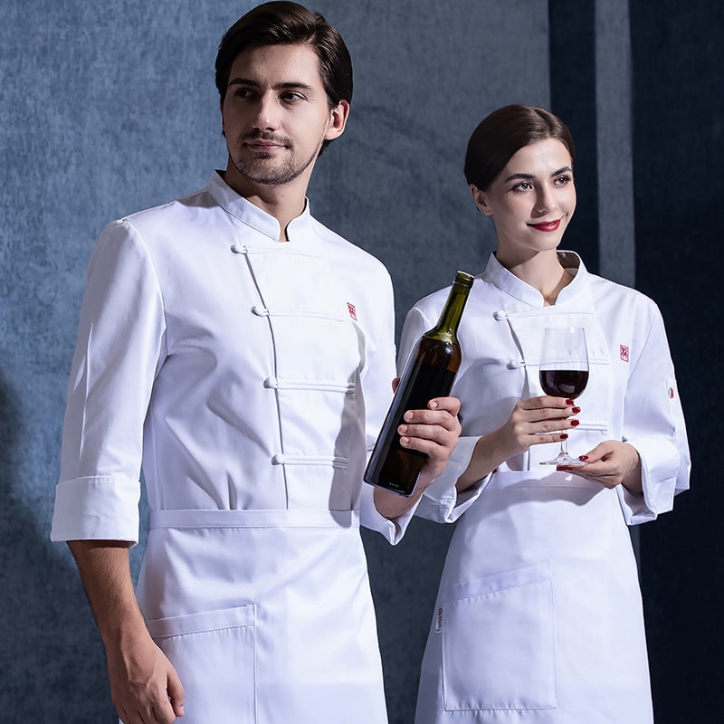 Veste de restaurant et cafétéria à manches longues. Veste de cuisine pour hommes et femmes