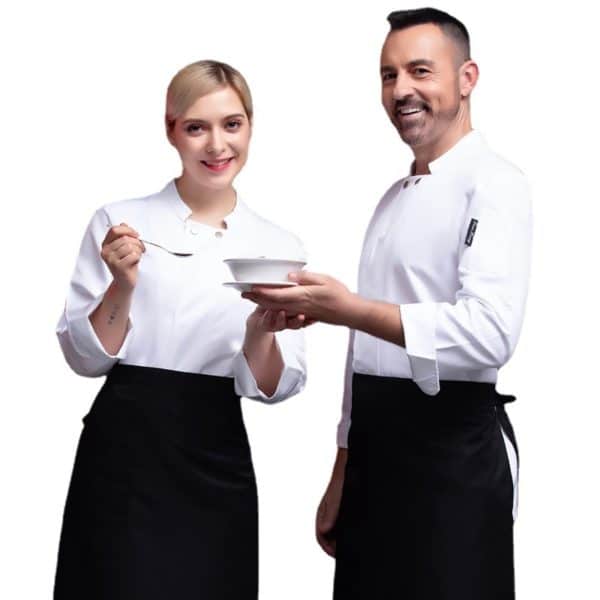 Veste de boulangerie-pâtisserie et cafétéria à manches longues. Veste de cuisine pour hommes et femmes – Image 2