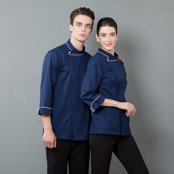 Veste de boucherie-charcuterie et restaurant à manches longues. Veste de cuisine pour hommes et femmes – Image 4
