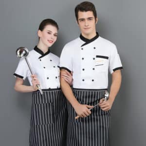 Veste de restaurant-pizzeria et cafétéria à manches courtes. Veste de cuisine pour hommes et femmes