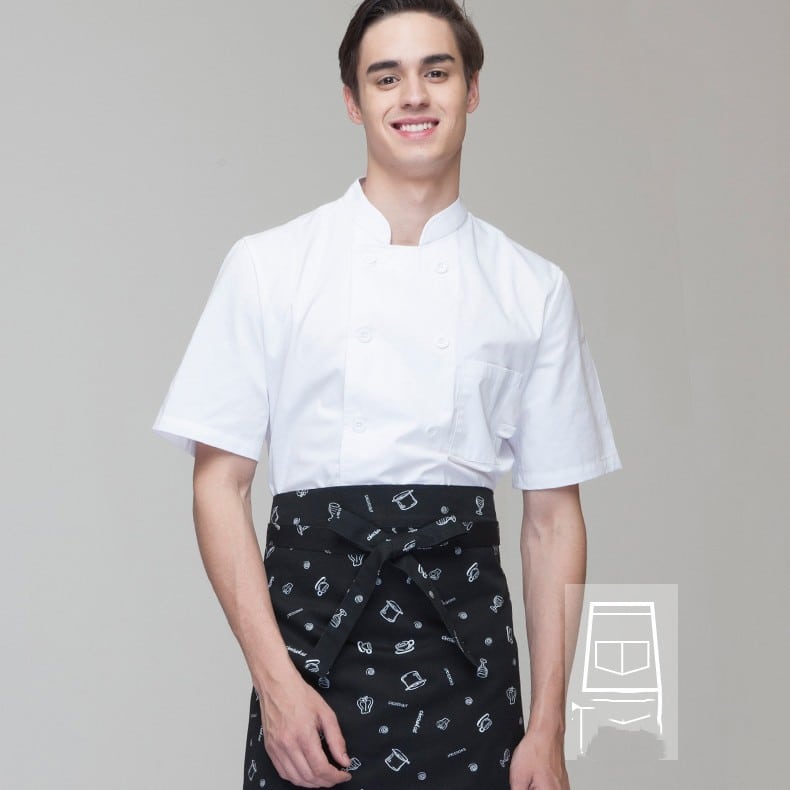 Veste de boulangerie-confiserie et tea-room à manches courtes. Veste de cuisine pour hommes et femmes – Image 4