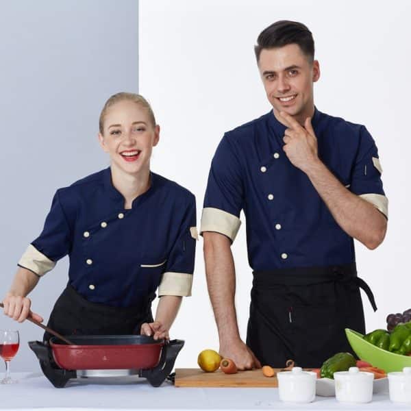 Veste de restaurant-pizzeria et cafétéria à manches courtes. Veste de cuisine pour hommes et femmes – Image 4