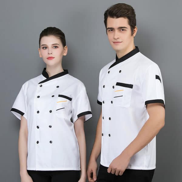 Veste de restaurant-pizzeria et cafétéria à manches courtes. Veste de cuisine pour hommes et femmes – Image 4