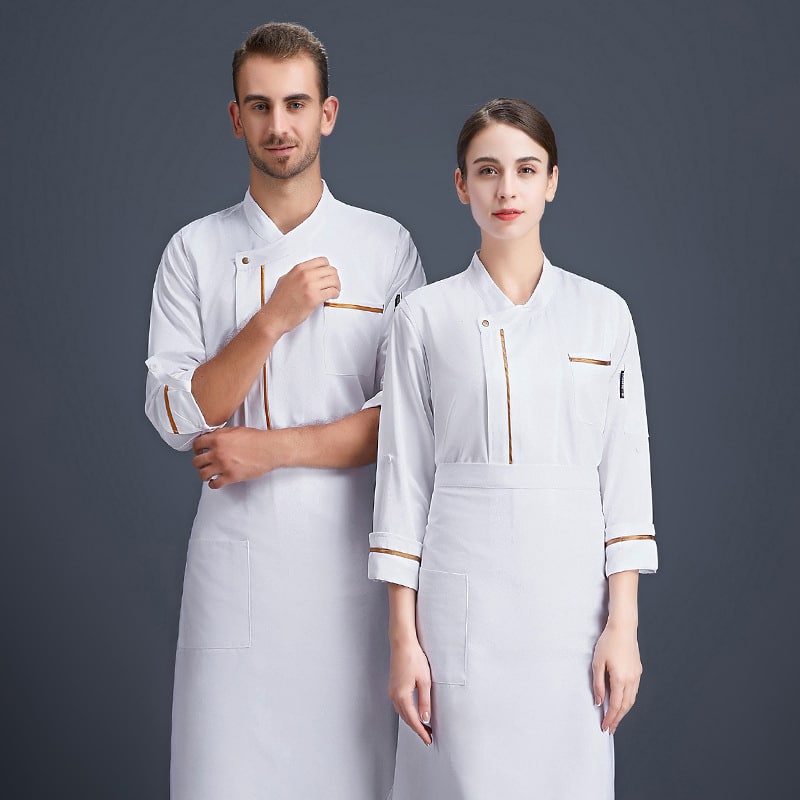 Veste de boucherie-charcuterie et restaurant à manches longues. Veste de cuisine pour hommes et femmes