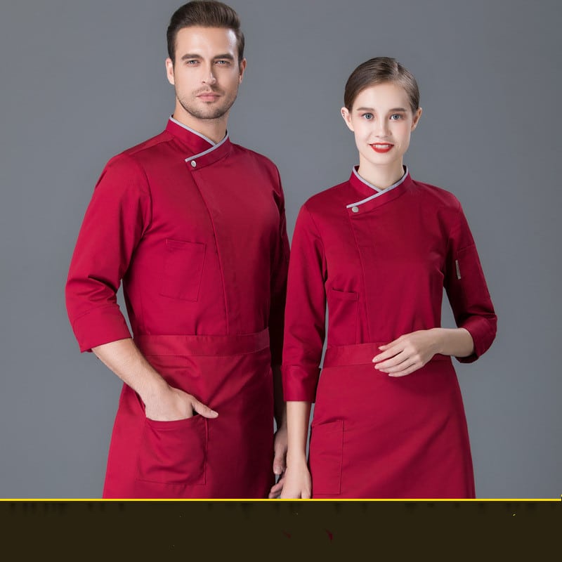 Veste de restaurant et cafétéria à manches longues. Veste de cuisine pour hommes et femmes – Image 2