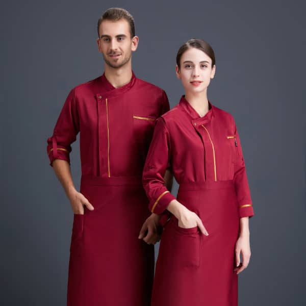 Veste de boucherie-charcuterie et restaurant à manches longues. Veste de cuisine pour hommes et femmes – Image 3