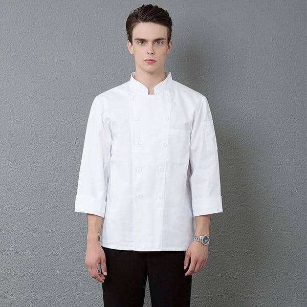 Veste de restaurant et salon de thé à manches longues. Veste de cuisine pour hommes et femmes – Image 5