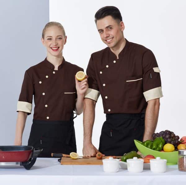 Veste de restaurant-pizzeria et cafétéria à manches courtes. Veste de cuisine pour hommes et femmes – Image 5