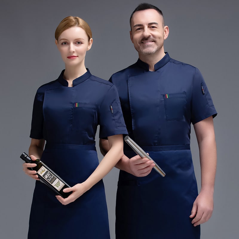 Veste de restaurant-pizzeria et cafétéria à manches courtes. Veste de cuisine pour hommes et femmes – Image 4