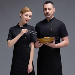 Veste de restaurant-pizzeria et cafétéria à manches courtes. Veste de cuisine pour hommes et femmes