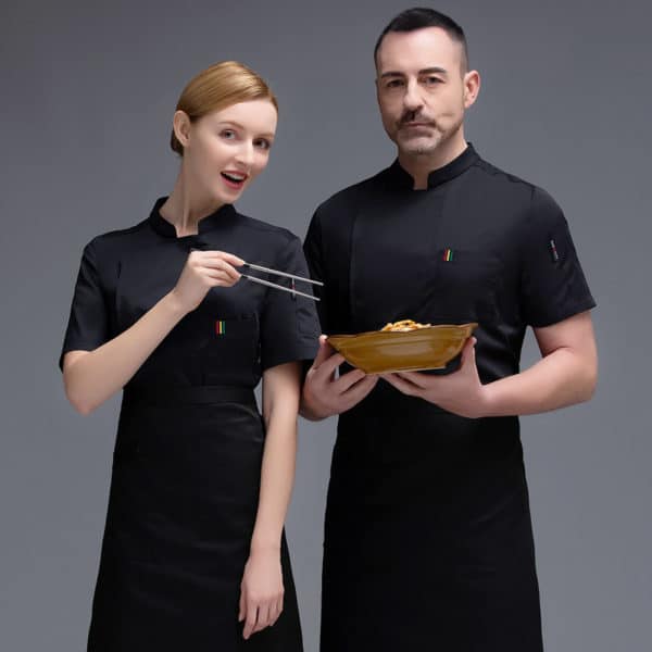 Veste de restaurant-pizzeria et cafétéria à manches courtes. Veste de cuisine pour hommes et femmes