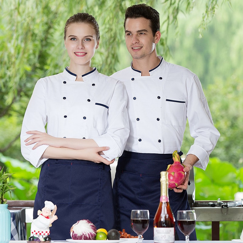 Veste de boulangerie-pâtisserie et restaurant à longues manches. Veste de cuisine pour hommes et femmes – Image 3