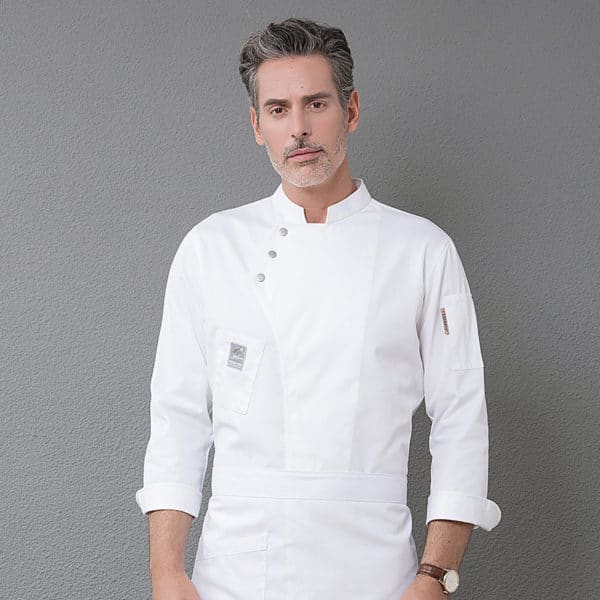 Veste de restaurant et cafétéria à manches longues. Veste de cuisine pour hommes et femmes – Image 3