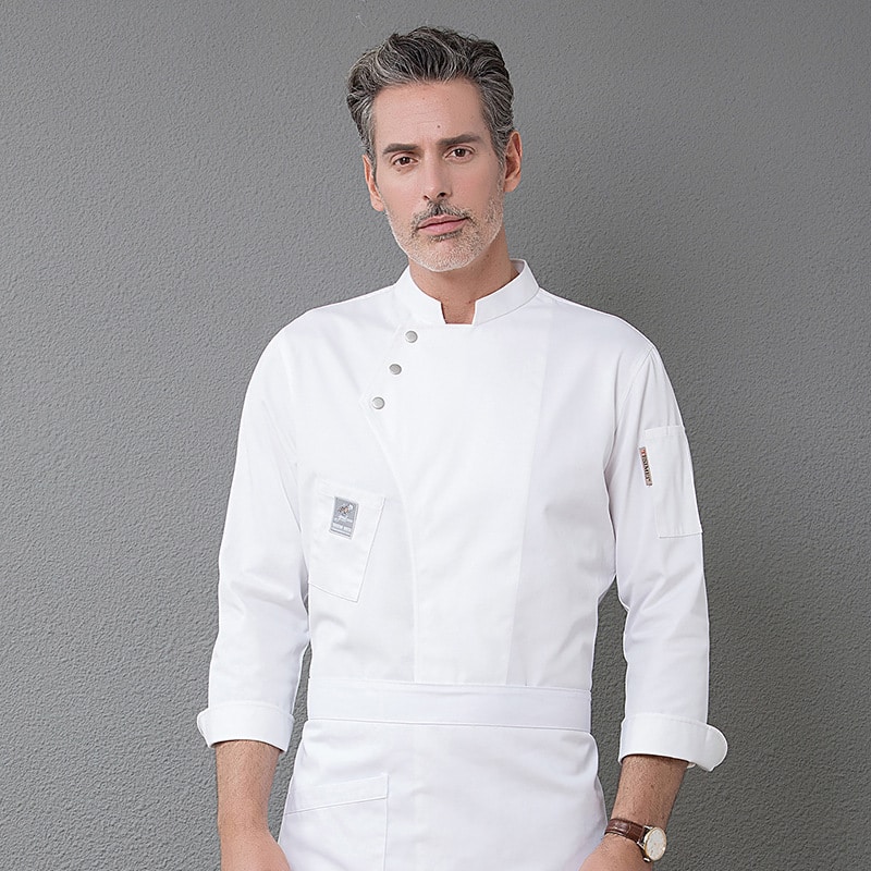 Veste de restaurant et cafétéria à manches longues. Veste de cuisine pour hommes et femmes – Image 3