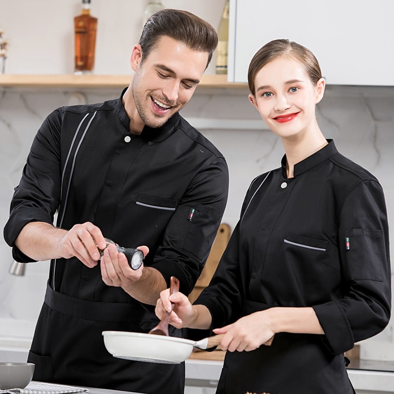 Veste De Chef Cuisinier Homme - Manches Longues - Coton/polyester - Pour Restaurant, Boulangerie, Cuisine