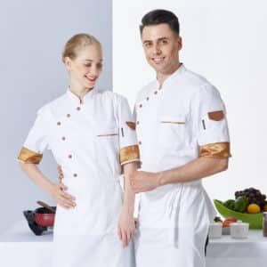Veste de restaurant-pizzeria et cafétéria à manches courtes. Veste de cuisine pour hommes et femmes