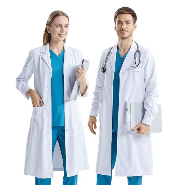 Blouse blanche à manches longues en coton pour hommes et femmes