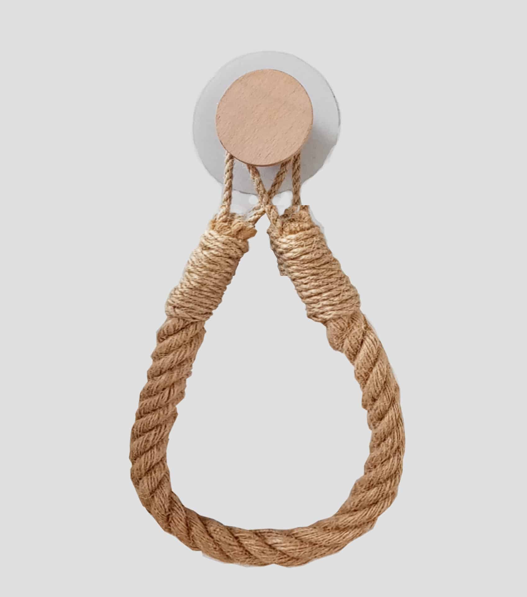 Porte-rouleau créatif en corde de chanvre. Stockage de papier toilette perforé – Image 4