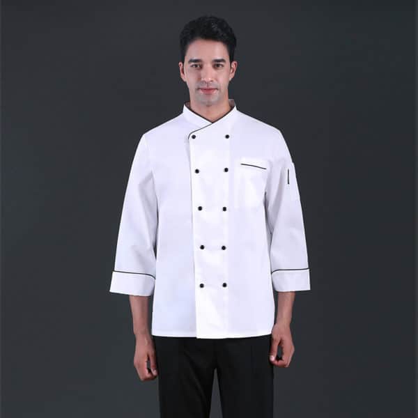 Veste de restaurant-pizzeria et cafétéria à manches longues. Veste de cuisine pour hommes et femmes – Image 2