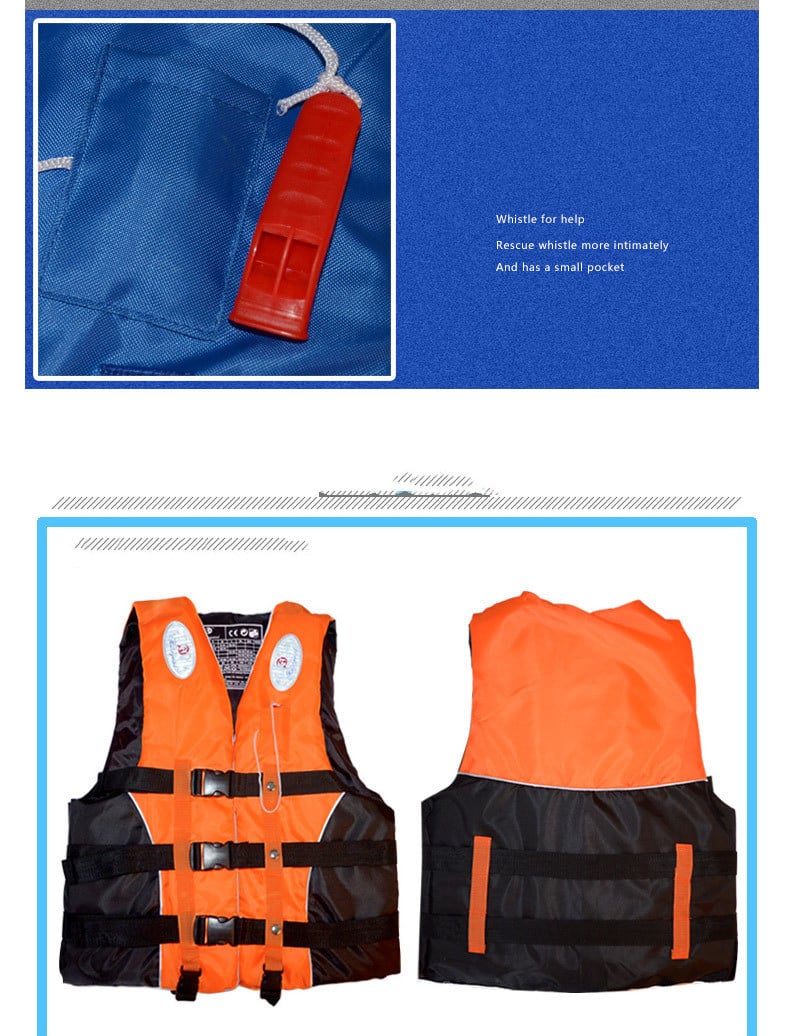 Gilet De Sauvetage Adulte Réglable - Pour Kayak, Paddle, Bateau - Avec Sifflet Et Bandes Réfléchissantes, Taille Ajustable