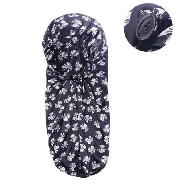 Bonnet de nuit à boucle élastique. Bonnet de soins de cheveux à long cylindre – Image 2