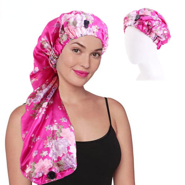 Bonnet de nuit à boucle élastique. Bonnet de soins de cheveux à long cylindre