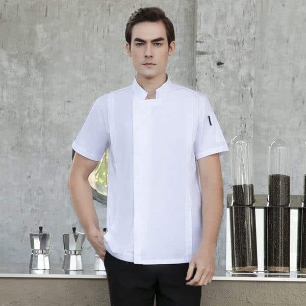 Veste de restaurant-pizzeria et cafétéria à manches courtes. Veste de cuisine pour hommes et femmes – Image 4
