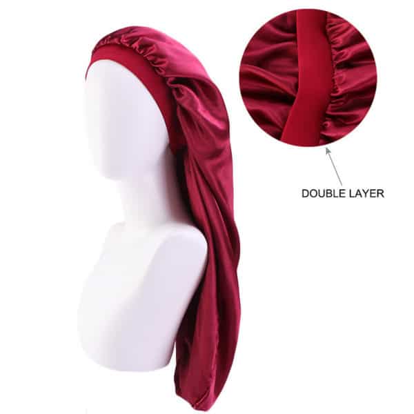 Bonnets de nuit en satin solides double couches pour femmes – Image 9