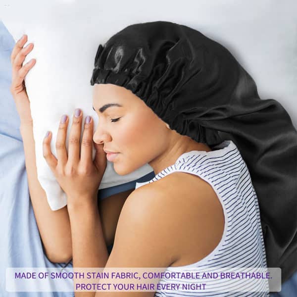 Bonnet de nuit élastique. Bonnet de soins de cheveux long pour femmes – Image 8