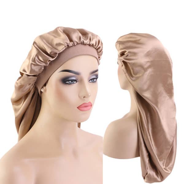 Bonnets de nuit en satin solides double couches pour femmes – Image 4