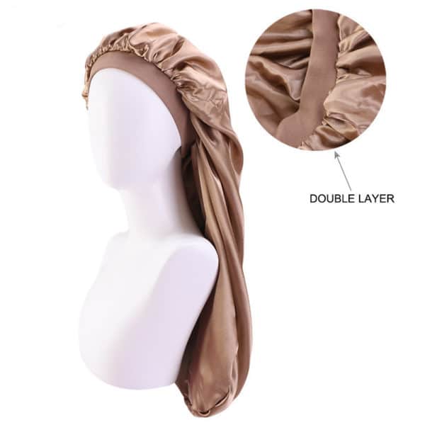 Bonnets de nuit en satin solides double couches pour femmes – Image 6