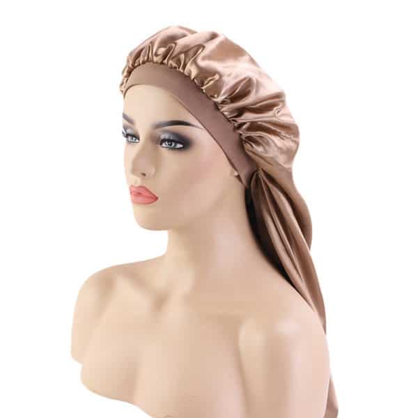 Bonnets de nuit en satin solides double couches pour femmes