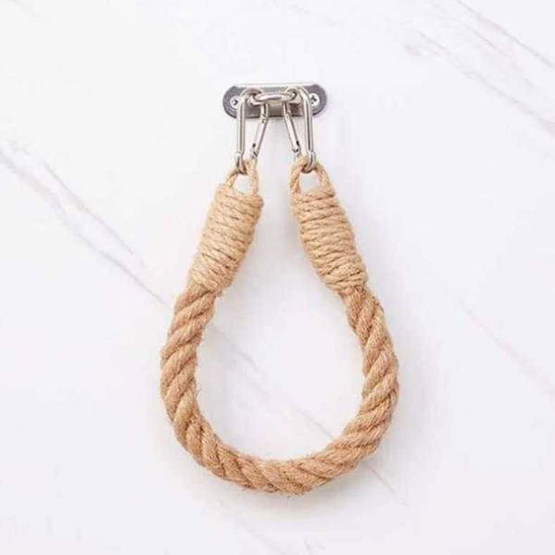 Porte-rouleau créatif en corde de chanvre. Stockage de papier toilette perforé – Image 2