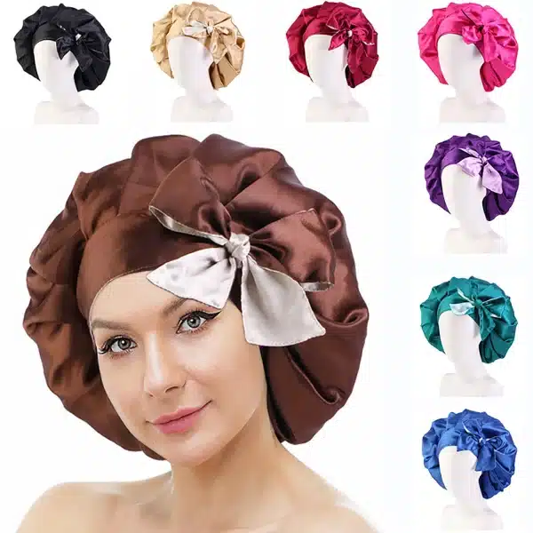 Bonnet de nuit double satins. Bonnet de soins capillaires – Image 10