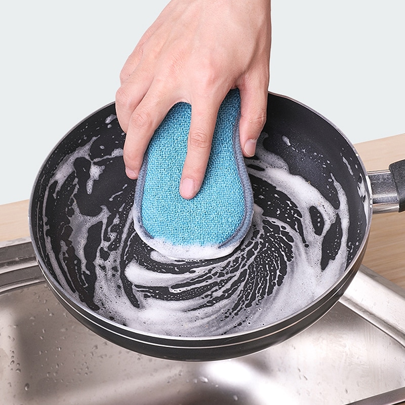 20 pièces. Eponges de cuisine à récurer double faces efficaces. Éponges magiques en microfibres. Brosses à vaisselle domestique – Image 5