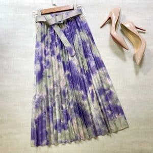 Jupe plissée taille haute avec ceinture pour femmes