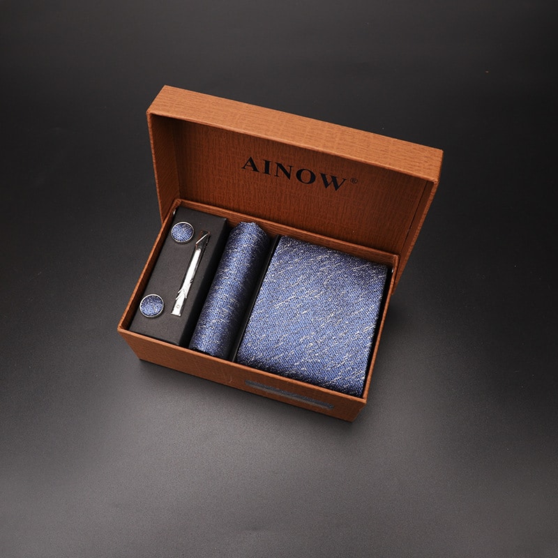 5 pièces. Ensemble de cravate d'hommes d'affaires et de mariage pour hommes. Coffret cadeau – Image 2