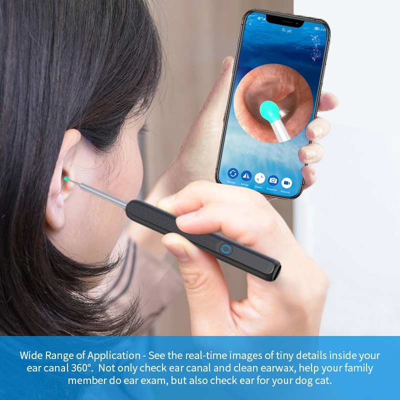 Nettoyeur d'oreille NE3. Otoscope. Outil d'élimination de cérumen avec caméra LED. Kit de nettoyage d'oreilles sans fil. Endoscope d'oreilles pour I-phone – Image 2