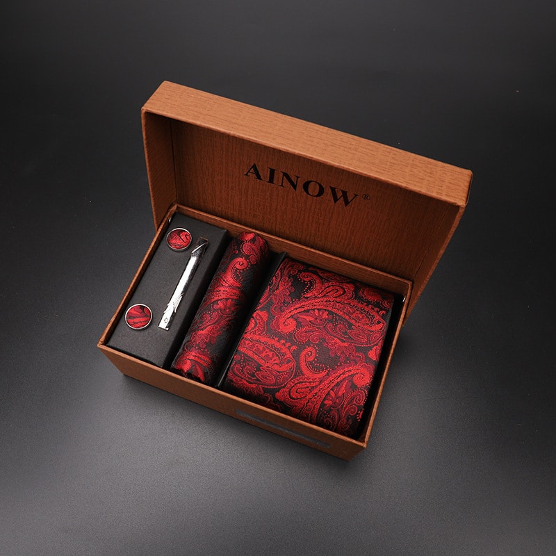 5 pièces. Ensemble de cravate d'hommes d'affaires et de mariage pour hommes. Coffret cadeau