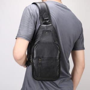 Sac à bandoulière en cuir décontracté en plein air. Sac de poitrine pour hommes