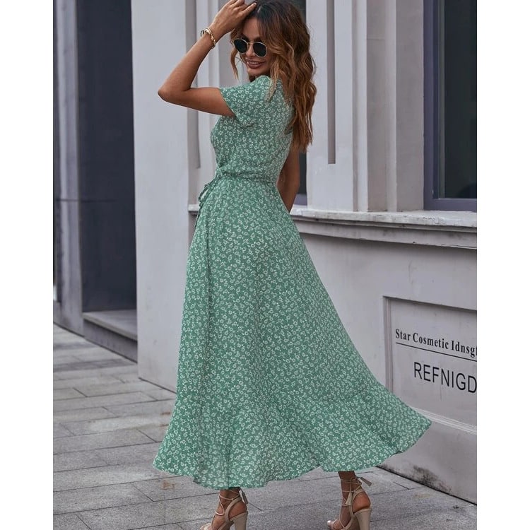 Robe florale à manches courtes pour femmes – Image 2