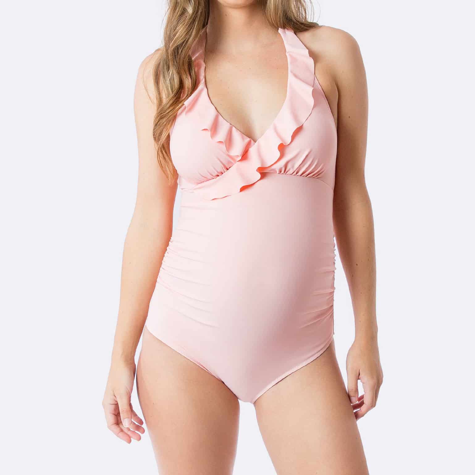 Maillot De Bain Pour Femme Enceinte Harssidanzar Maillot De Bain Grossesse 1 Pièce - Taille Haute - Fourche Avant - Modèle KL301EU Maillot Bain Enceinte