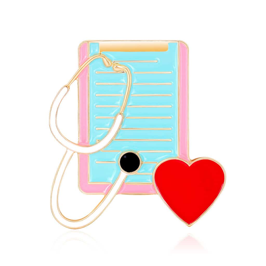 Broche dégoulinante. Stéthoscope coeur de pêche – Image 5