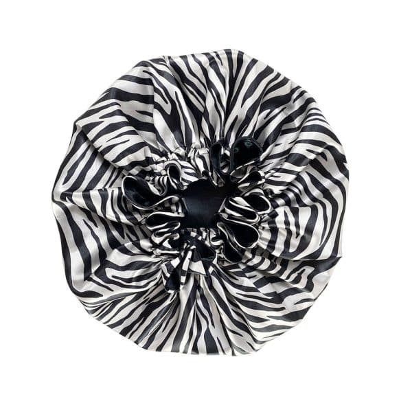 Bonnet de nuit en satin à double couches élastiques imprimé à la mode pour femmes – Image 6